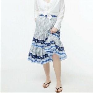 J. Crew Blue and White Midi Skirt